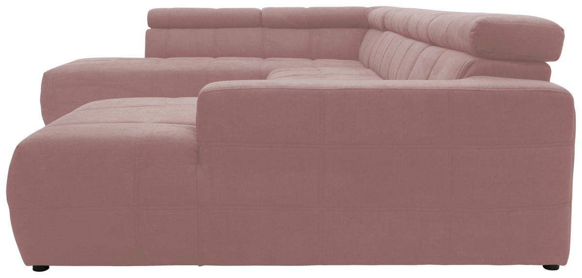 Wohnlandschaft Brandon Kopfteilverstellung Pink - Schwarz/Rosa, Design, Textil (228/359/175cm) - MID.YOU