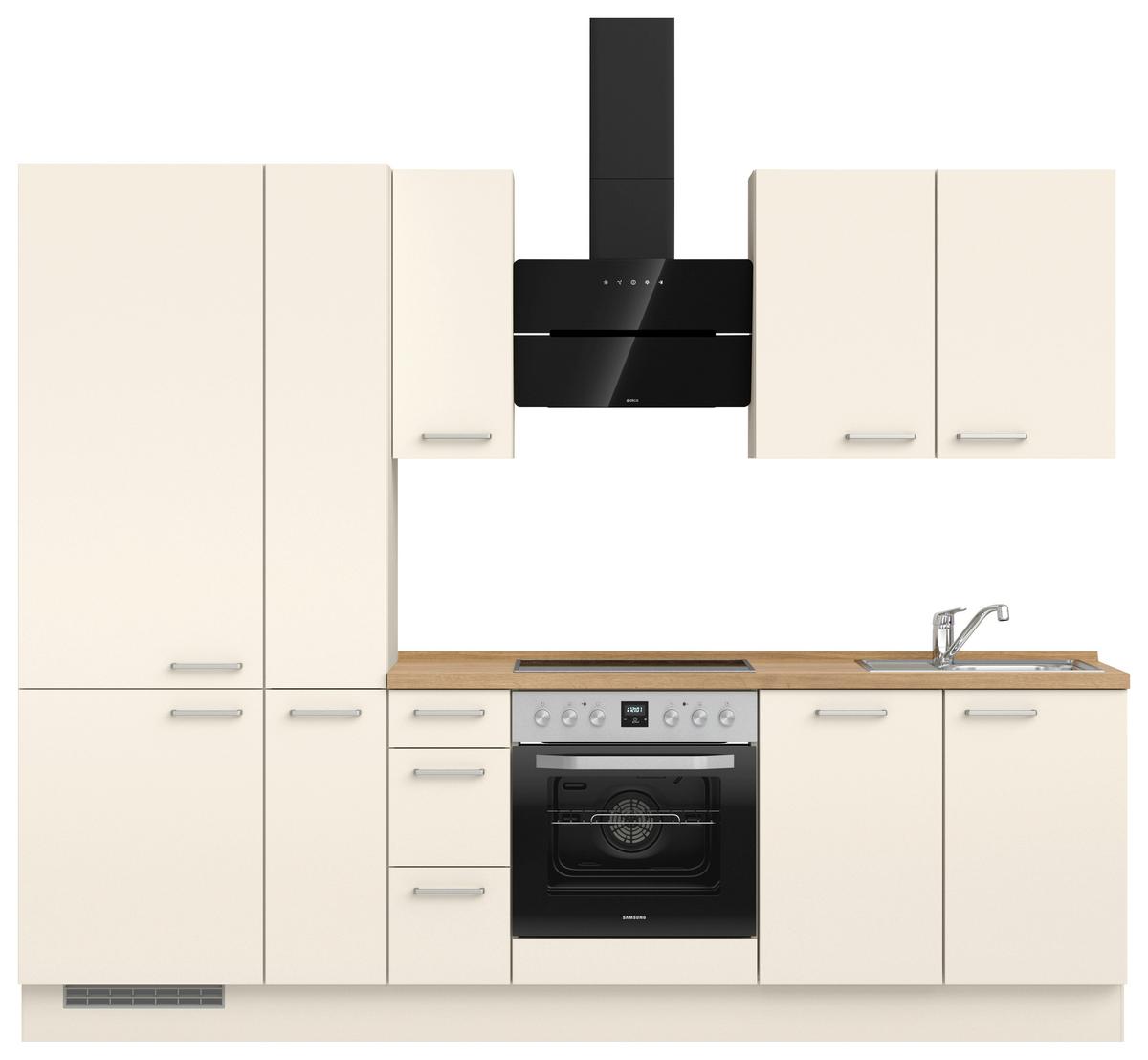 Kuchyňská linka 270 cm, magnólia supermatná - barvy dubu/magnolie, Moderní, kov/kompozitní dřevo (270cm) - Nobilia