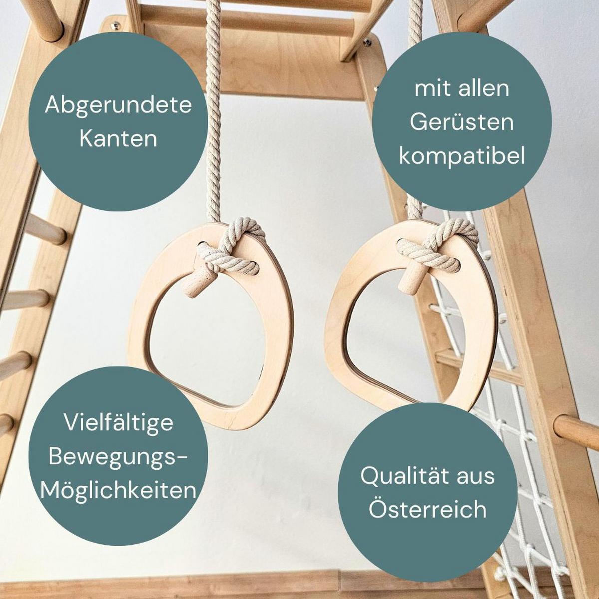 Gymnastikringe 2er Set - Birkefarben, Basics, Holz (15/17cm) - CLIFF