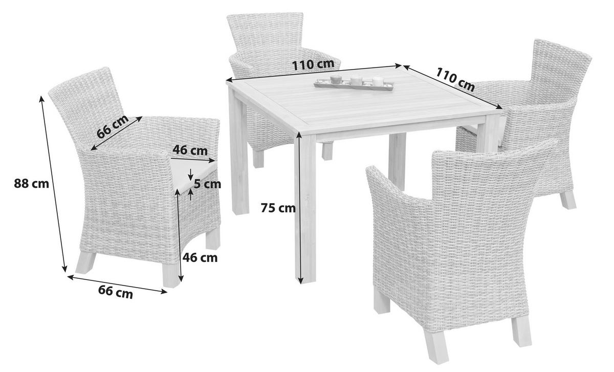 Gartengarnitur Toskana 7tlg. Holz/Kunststoffgeflecht - Naturfarben/Braun, ROMANTIK / LANDHAUS, Holz/Kunststoff - Ambia Garden