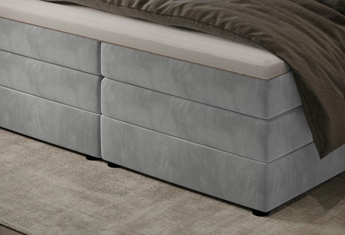 Boxspringbett Elio Silberfarben 180x200 cm H3 - Silberfarben/Schwarz, ROMANTIK / LANDHAUS, Textil (184/121/212cm) - James Wood