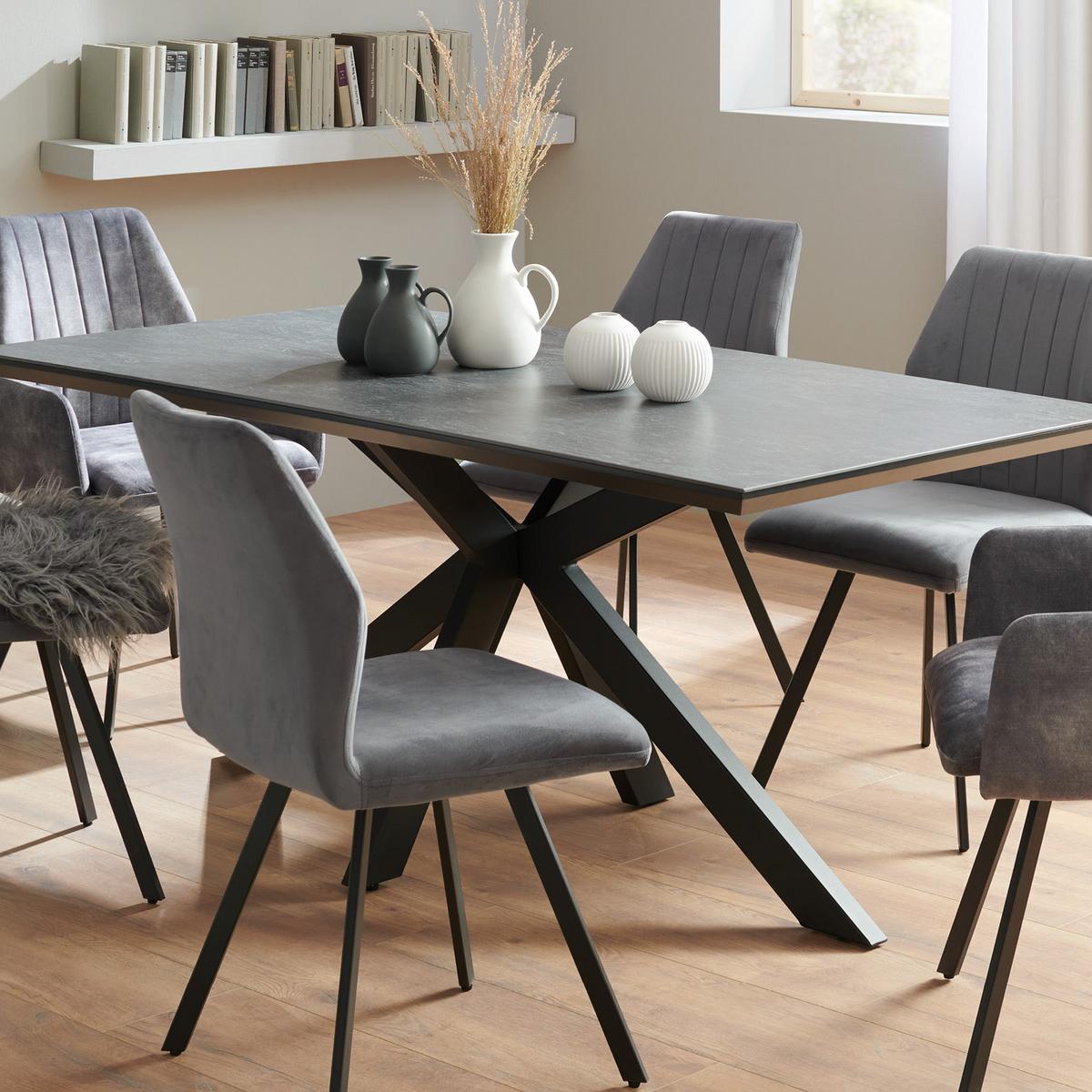 Esstisch Steve 1 180x90 Cm Schwarz - Schwarz, MODERN, Keramik/Holzwerkstoff (180/76/90cm)