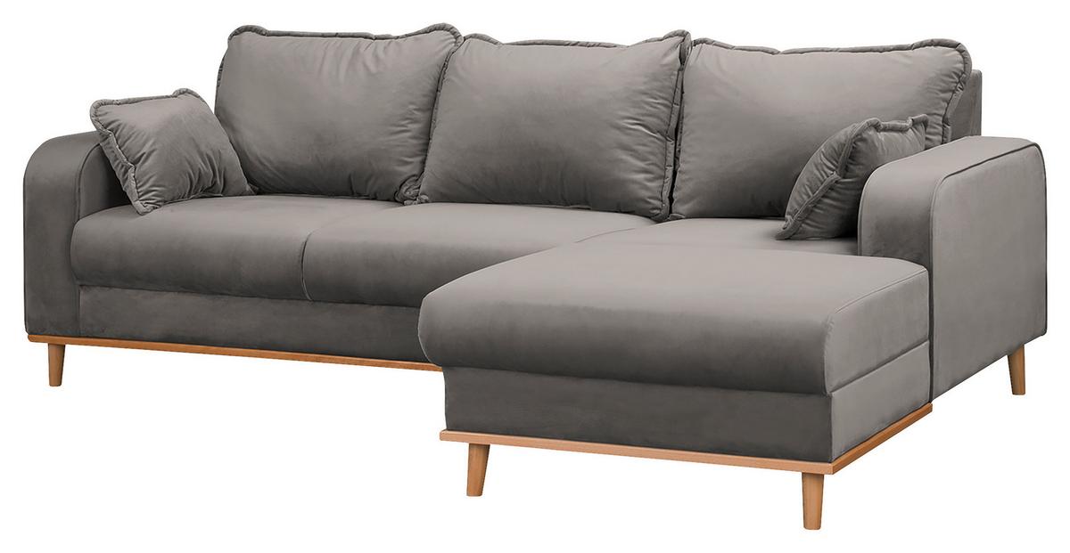 Ecksofa Beata Grau S: 230x150 cm - Wengefarben/Grau, Design, Textil (230/150cm) - Livetastic