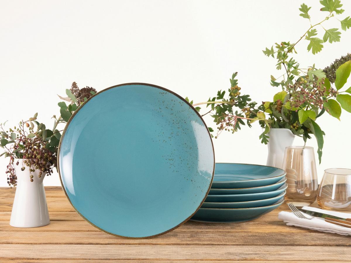 SADA MĚLKÝCH TALÍŘŮ NATURE COLLECTION - tyrkysová, Trend, keramika (27cm) - Creatable