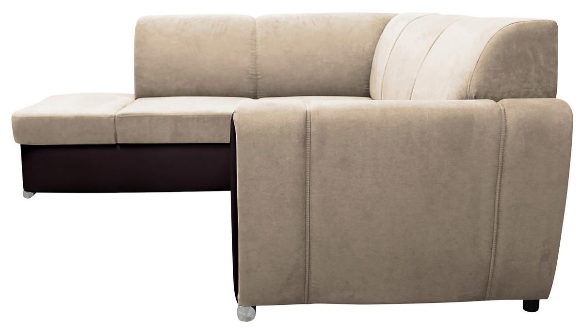Ecksofa mit Bettkasten Doris Rücken Echt Braun/Beige - Dunkelbraun/Beige, Design, Textil (196/255cm) - MID.YOU