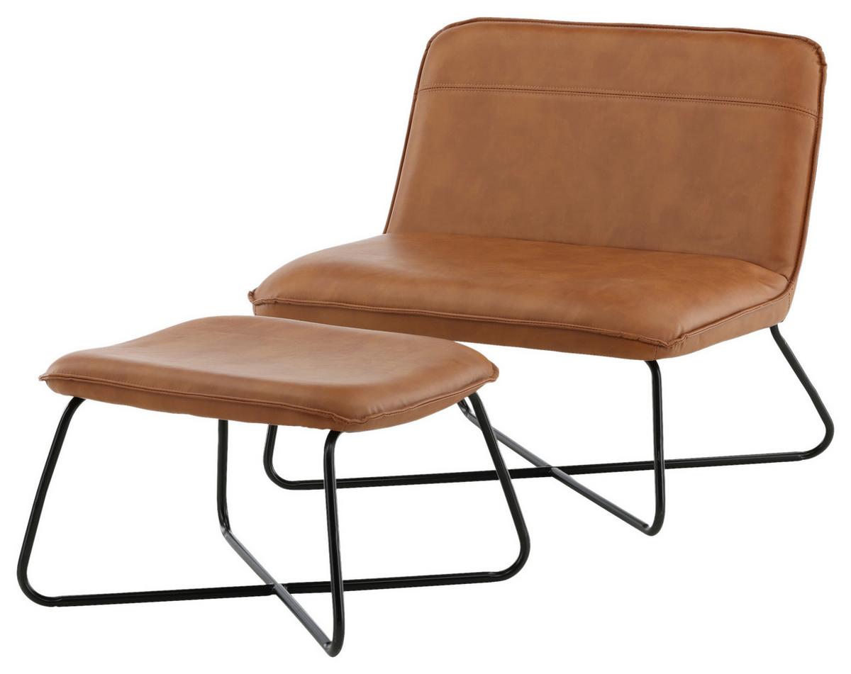 Sesselset X-Lounge - Schwarz/Braun, Design, Textil/Metall (78/71/75cm) - Livetastic