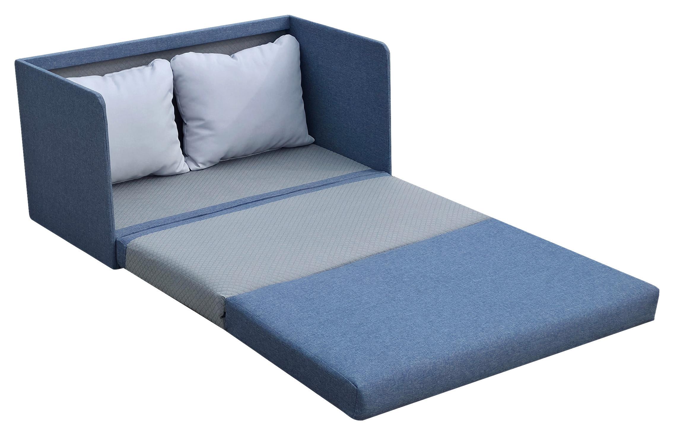 Ifjúsági És Gyermekkanapé Emma - kék/szürke, Konventionell, textil (105/55/60cm)