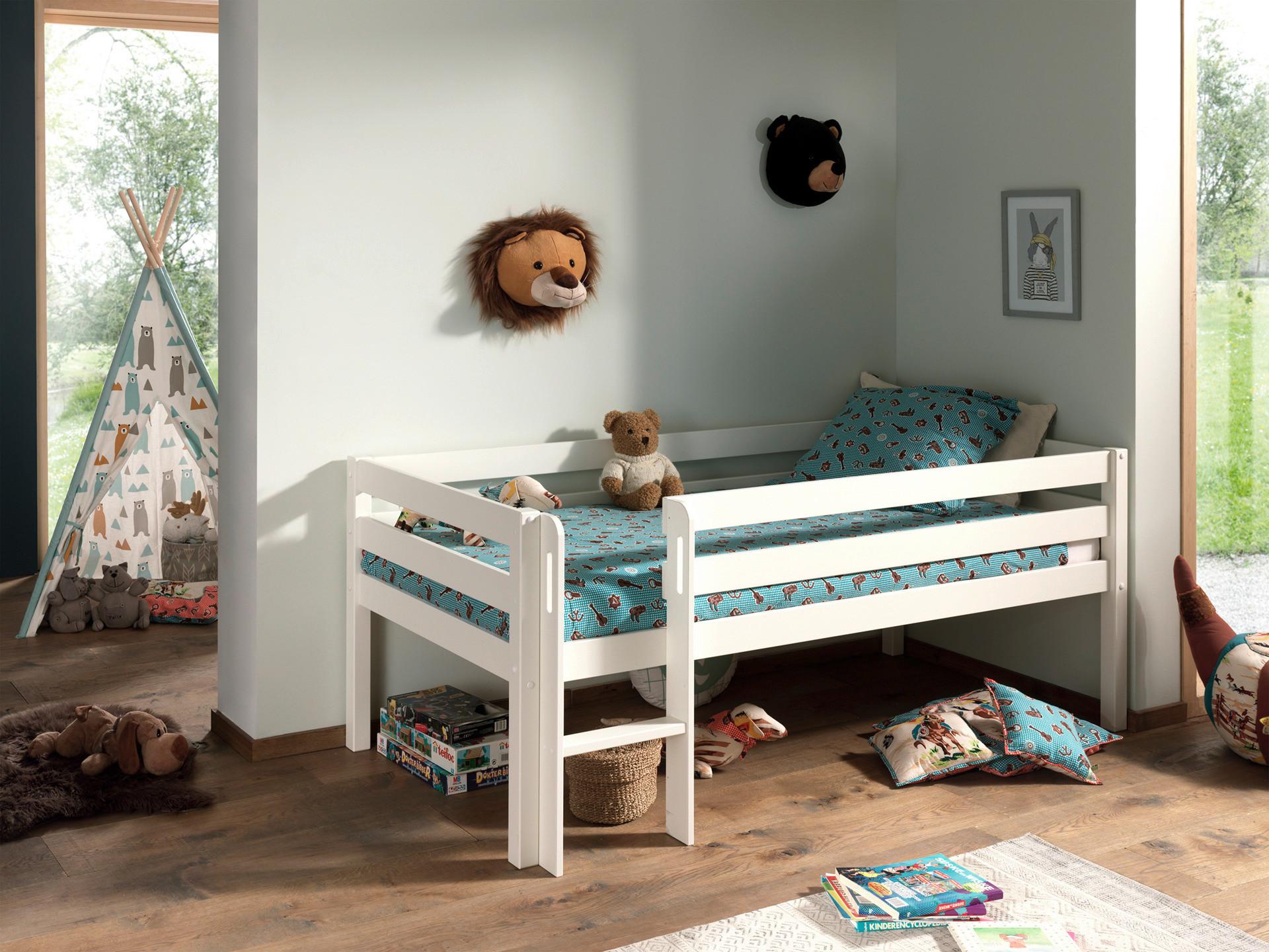 Hochbett Pino Weiß Lackiert 90x200cm - Weiß, MODERN, Holz/Holzwerkstoff (90/200cm) - MID.YOU