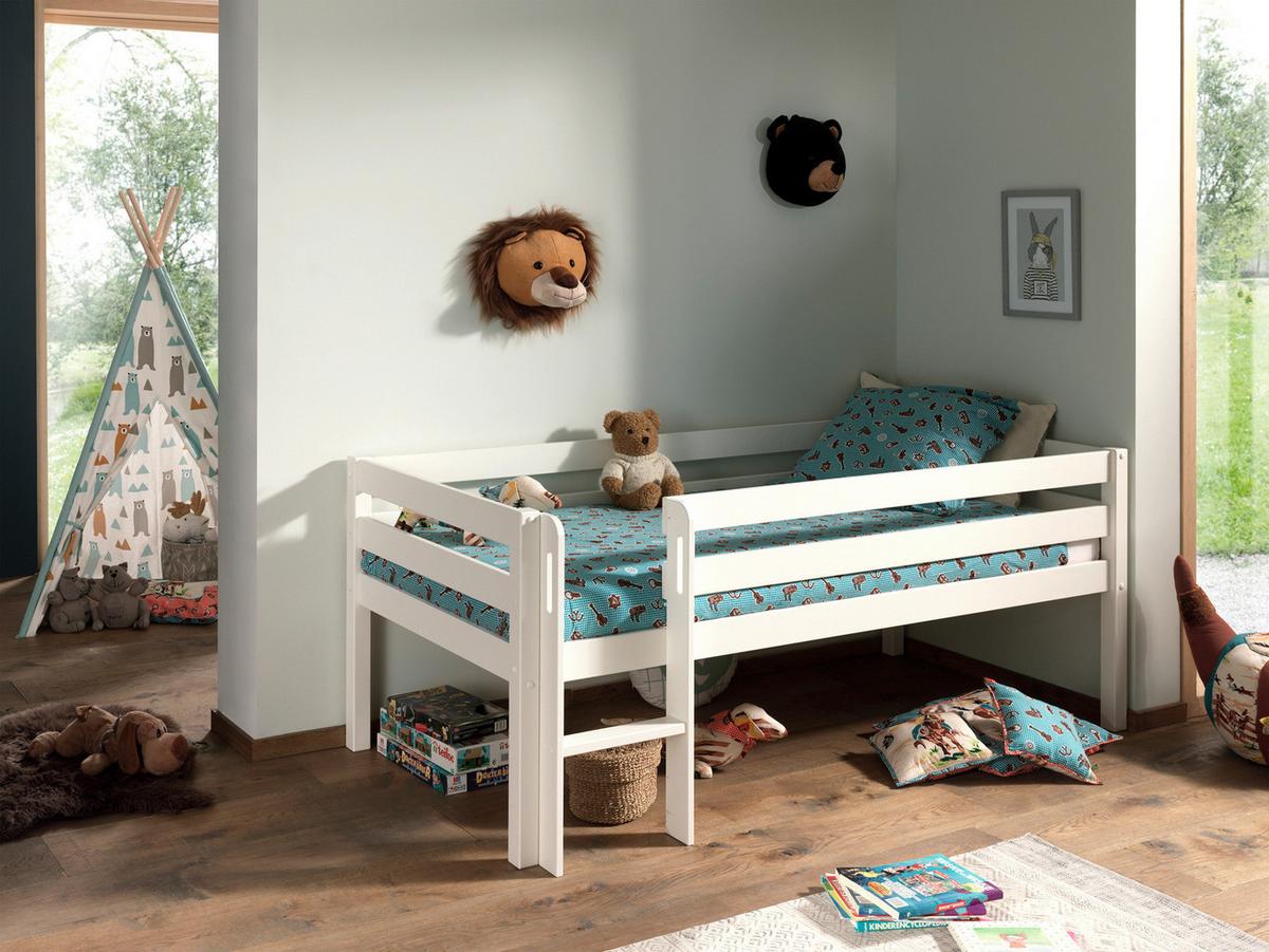 Hochbett Pino Weiß Lackiert 90x200cm - Weiß, MODERN, Holz/Holzwerkstoff (90/200cm) - Vipack