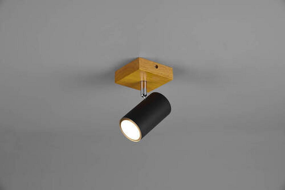 Strahler Spot Marley 1-Flammig verstellbar L: 9 cm - Schwarz, Design, Holz/Metall (9/16/12cm) - Trio Leuchten