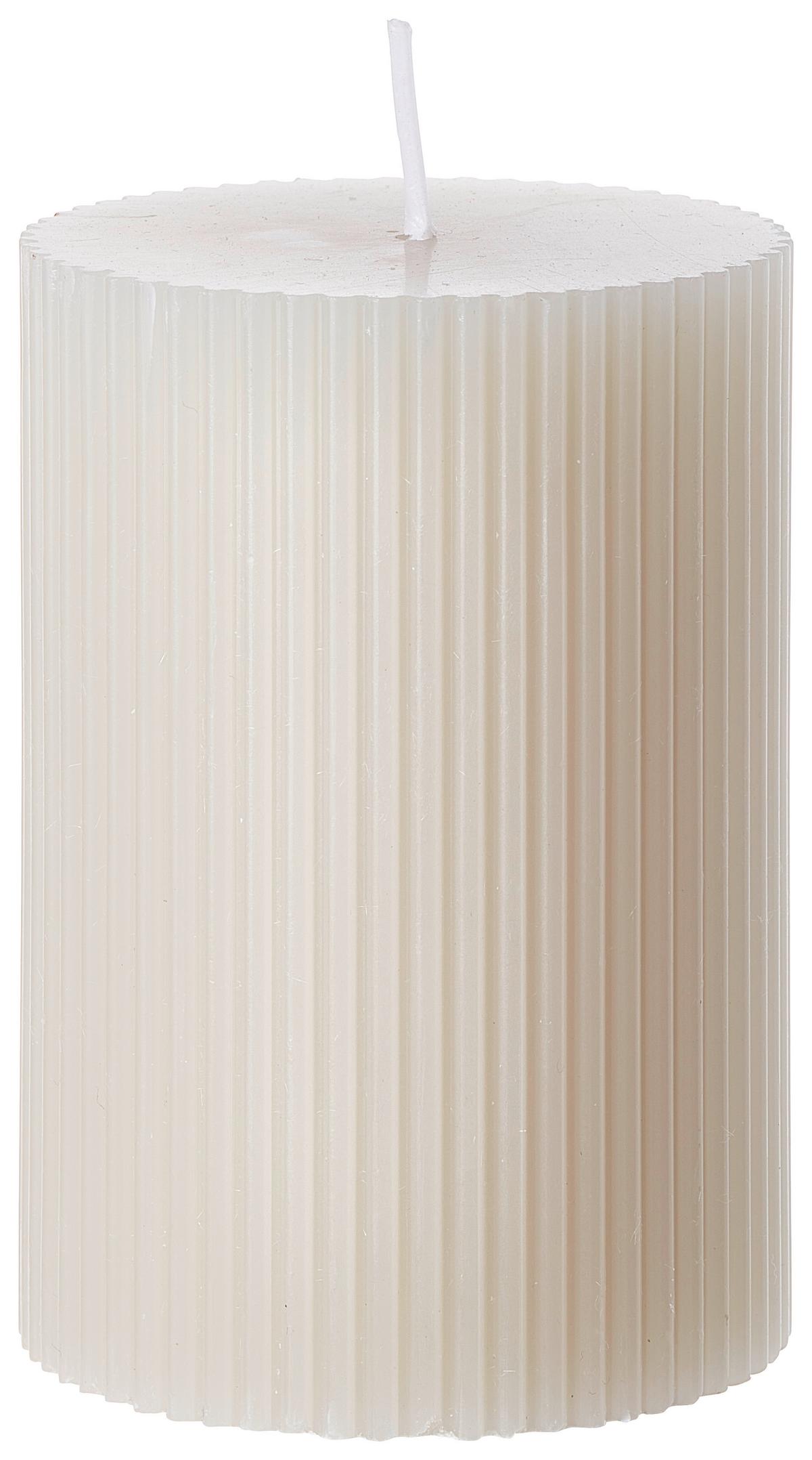 VÁLCOVÁ SVÍČKA STRIPES - bílá/růžová, přírodní materiály (7/10cm) - Premium Living