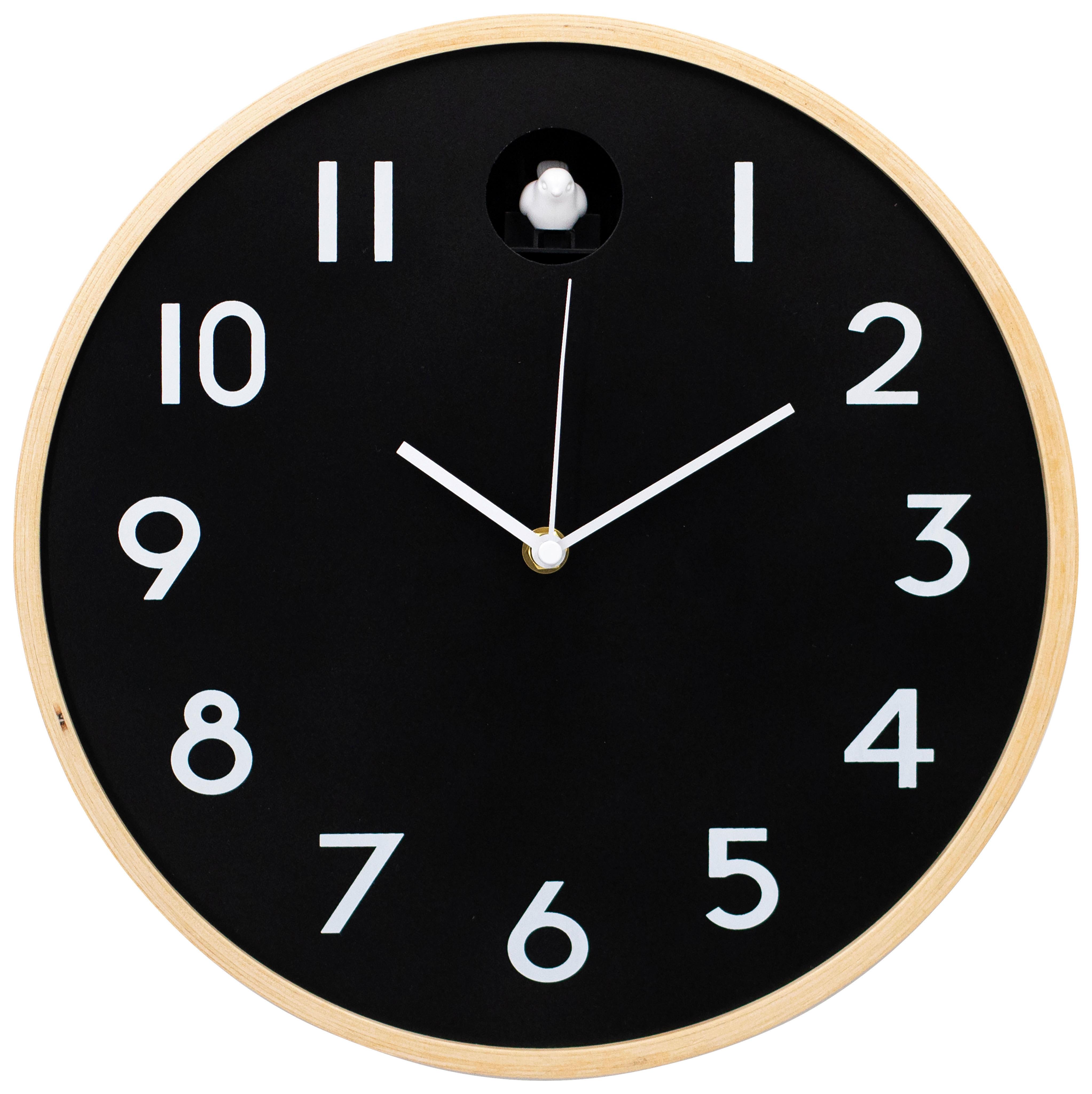 Nástěnné hodiny Ø 31 cm - černá/přírodní barvy, Moderní, dřevo (31,5cm) - Mömax