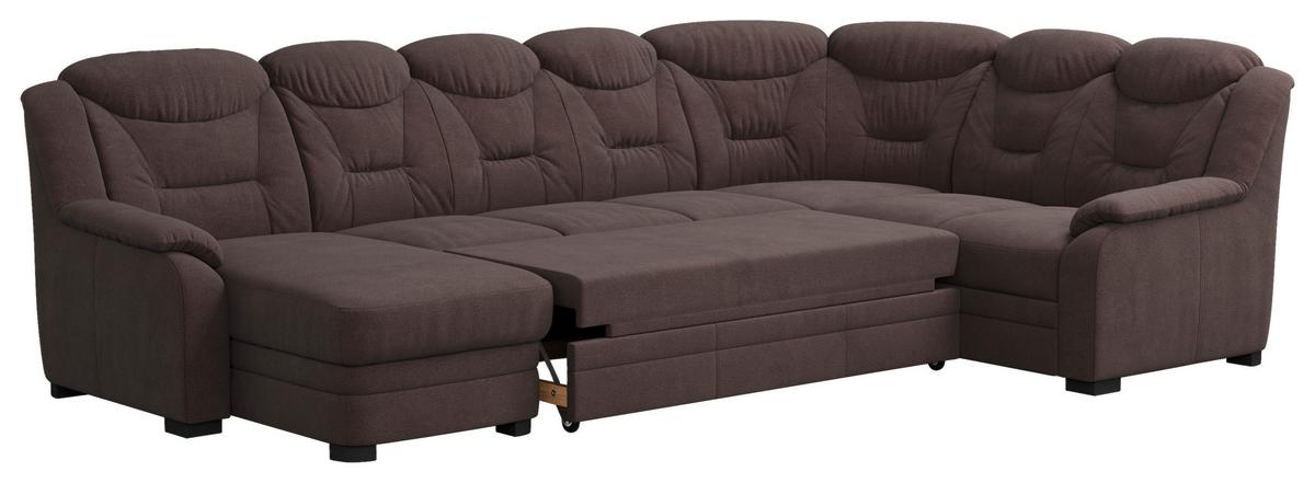 Wohnlandschaft Marcus Braun inkl. Bettkasten - Schwarz/Braun, Basics, Textil (162/330/211cm) - MID.YOU