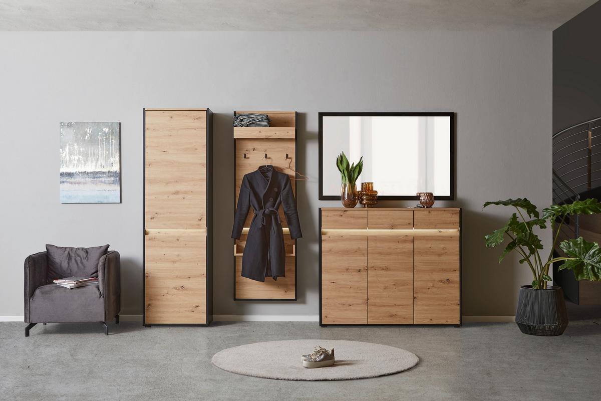 Wandspiegel Welcome Rechteckig Bxh: 130x84 Cm Schwarz Matt - MODERN, Glas/Holzwerkstoff (130/84/2,2cm)