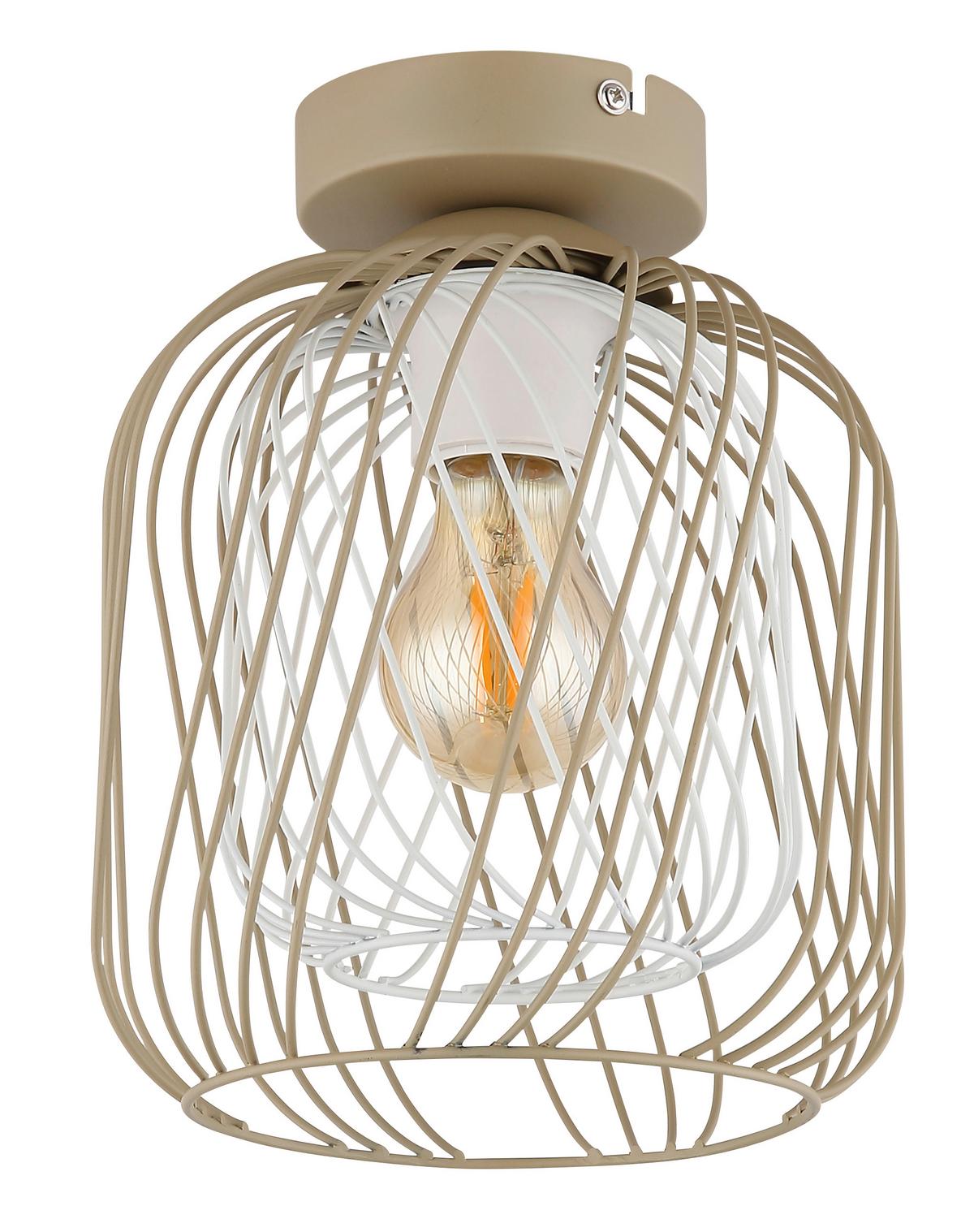 Deckenleuchte Dichti Weiß Sandfarben D: 18cm - Sandfarben/Weiß, Basics, Metall (18/24,5cm) - Globo