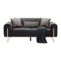 Dvojmiestna pohovka AILE, čierny zamat, s vankúšmi - čierna/zlatá, Lifestyle, textil (190/80/90cm) - Mömax