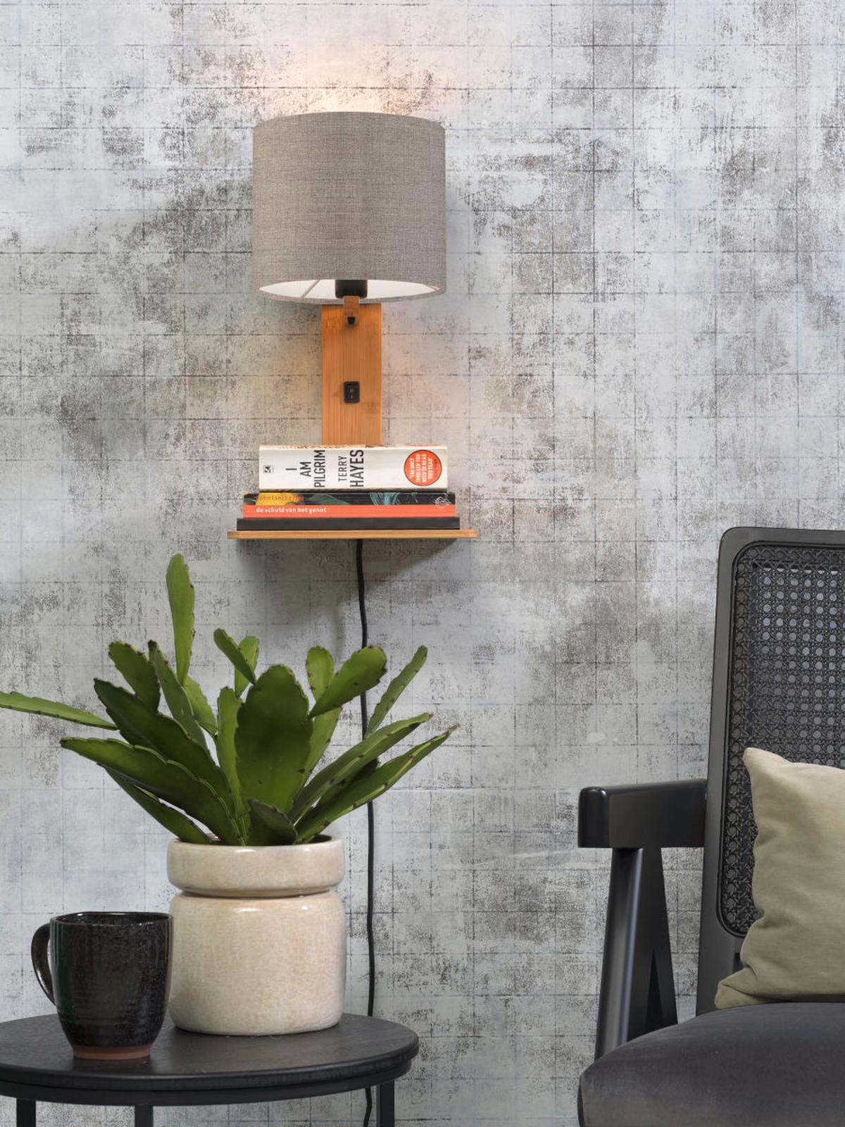 Wandleuchte Andes/w1/n/1815/ld - Naturfarben, Trend, Holz/Textil (19/24/36cm) - Good & Mojo