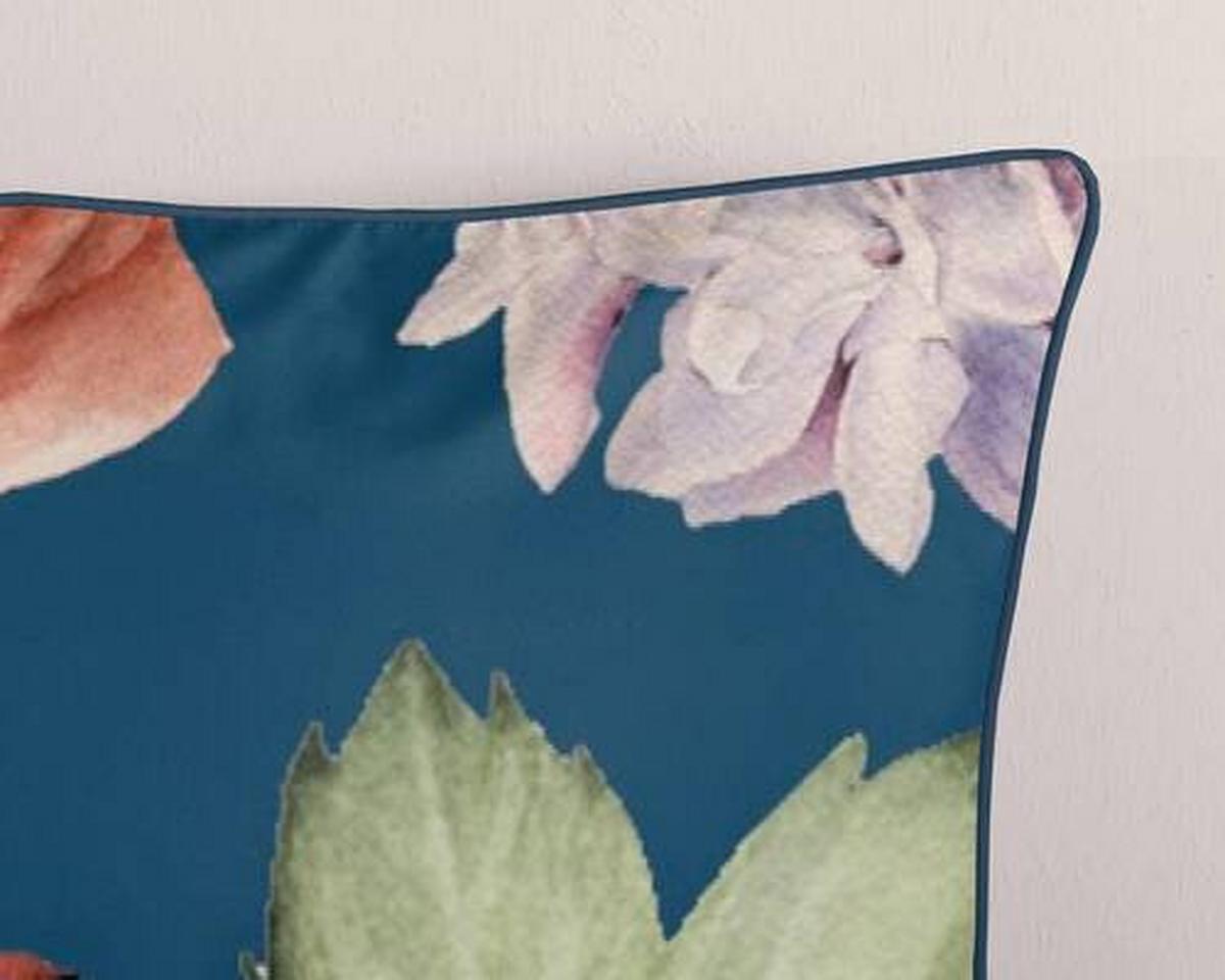 Wendebettwäsche Fiori Blau 155x220 Cm - Blau/Dunkelblau, Natur, Textil (155/220cm)
