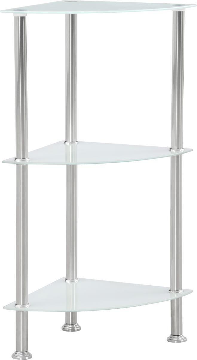 Eckregal mit Glasfächern Glare B 30cm, Edelstahl/Weiß - Edelstahlfarben/Weiß, MODERN, Glas/Metall (30/70/30cm) - Luca Bessoni