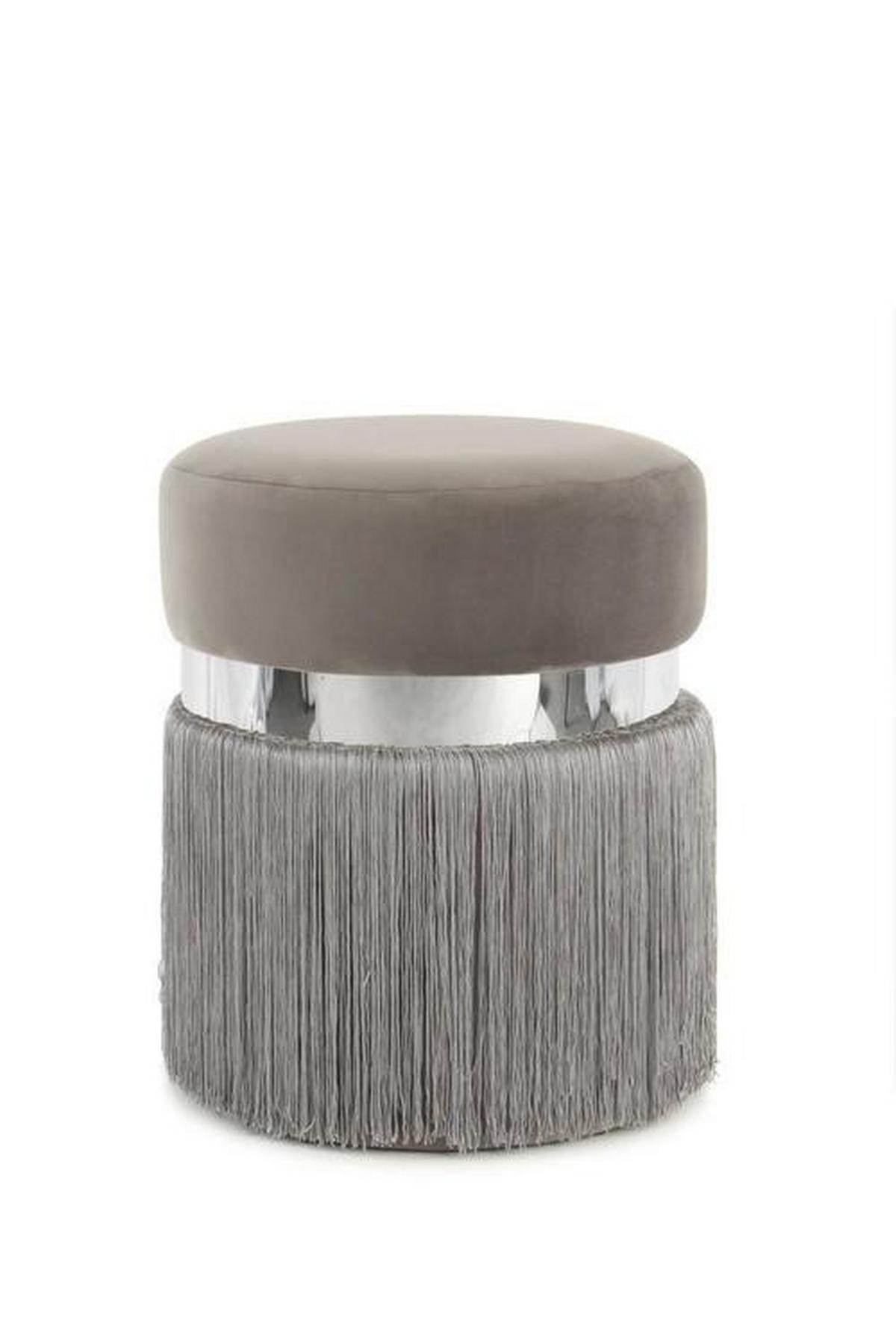 Pouf Bruih Samt Grau D/H: ca. 38/45 cm - Silberfarben/Grau, Basics, Holzwerkstoff/Textil (38/45/38cm) - Kayoom