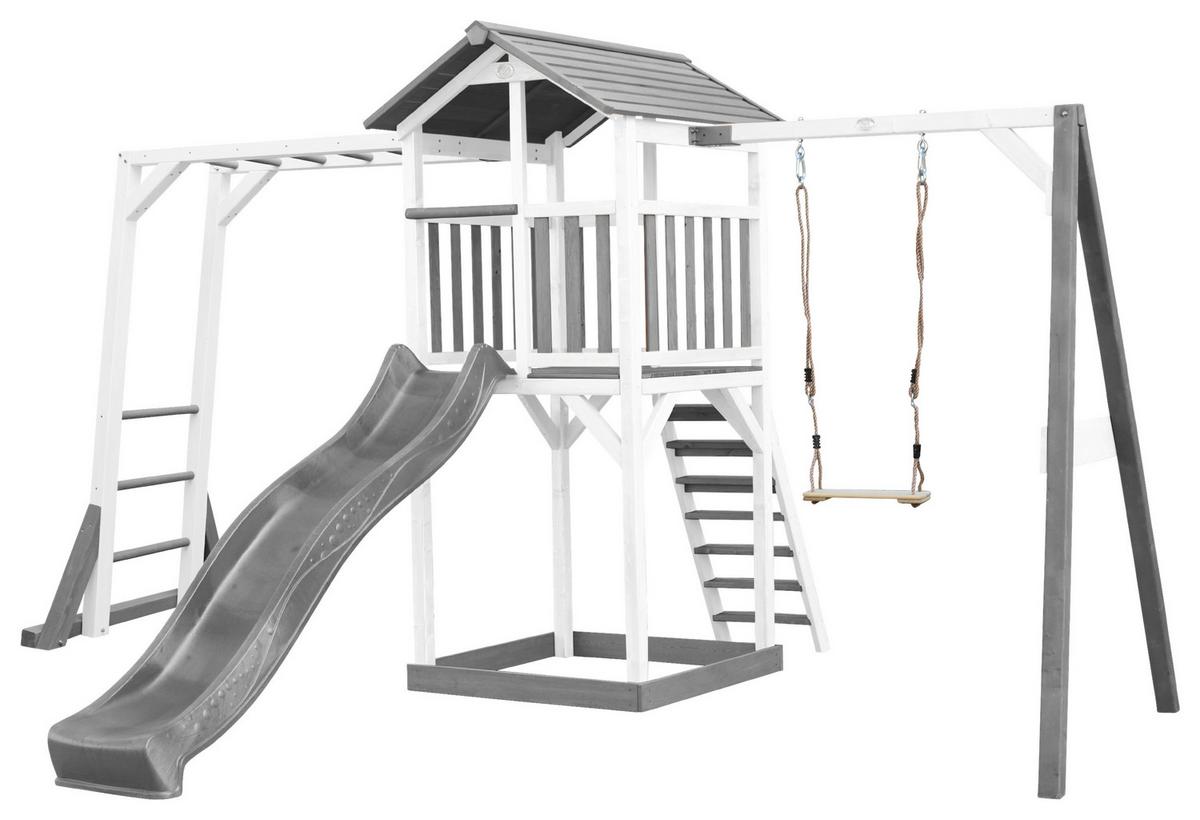 Spielturm A025.131.82 - Weiß/Grau, KONVENTIONELL, Holz/Kunststoff (446/241,9/349cm) - Ambia Garden