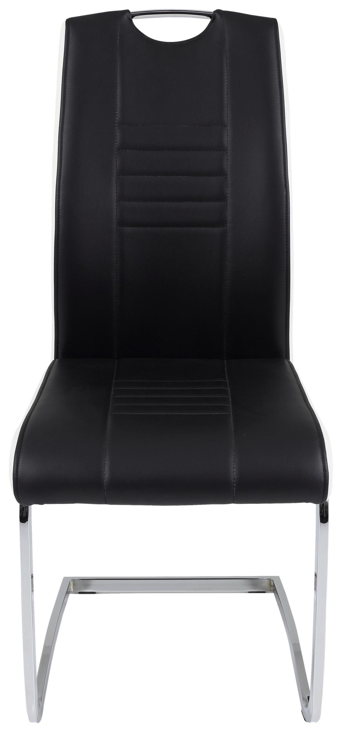 Schwingstuhl Tabea S Schwarz Lederlook Gepolstert 2er-Set - Chromfarben/Schwarz, MODERN, Textil/Metall (43/99/61cm) - MID.YOU