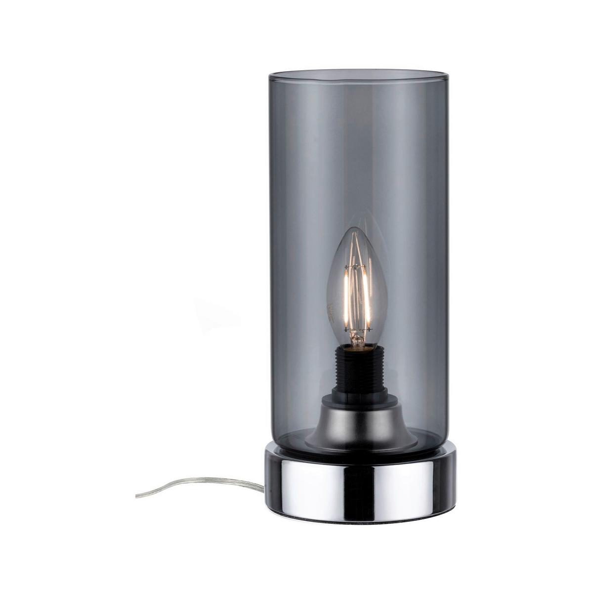 Tischlampe Grau/Chromfarben/ Transparent - Chromfarben/Transparent, Design, Glas/Metall (11/24,4cm) - Paulmann