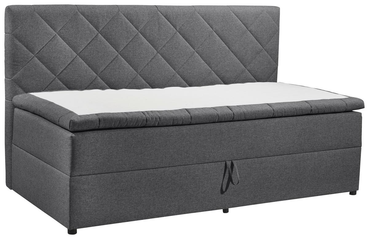 Boxspringbett Mit Topper 90x200 Luca - Schwarz/Graphitfarben, KONVENTIONELL, Textil (90/200cm) - Carryhome