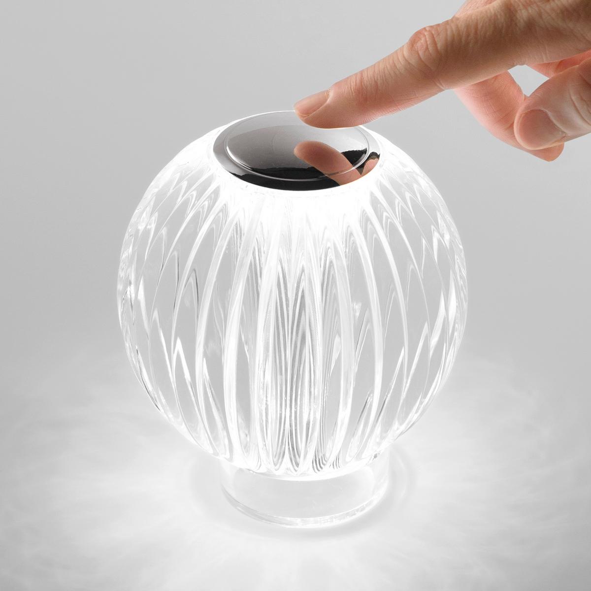 Akku-tischleuchte Diamond Klar D: 11 Cm - Klar, Design, Kunststoff/Metall (11/12cm) - Ideal Lux