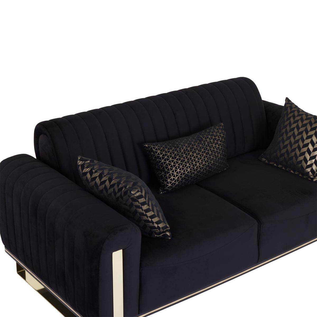 2-sitzer-sofa Bono Schwarz - Goldfarben/Schwarz, MODERN, Textil (180/83/90cm) - Luca Bessoni