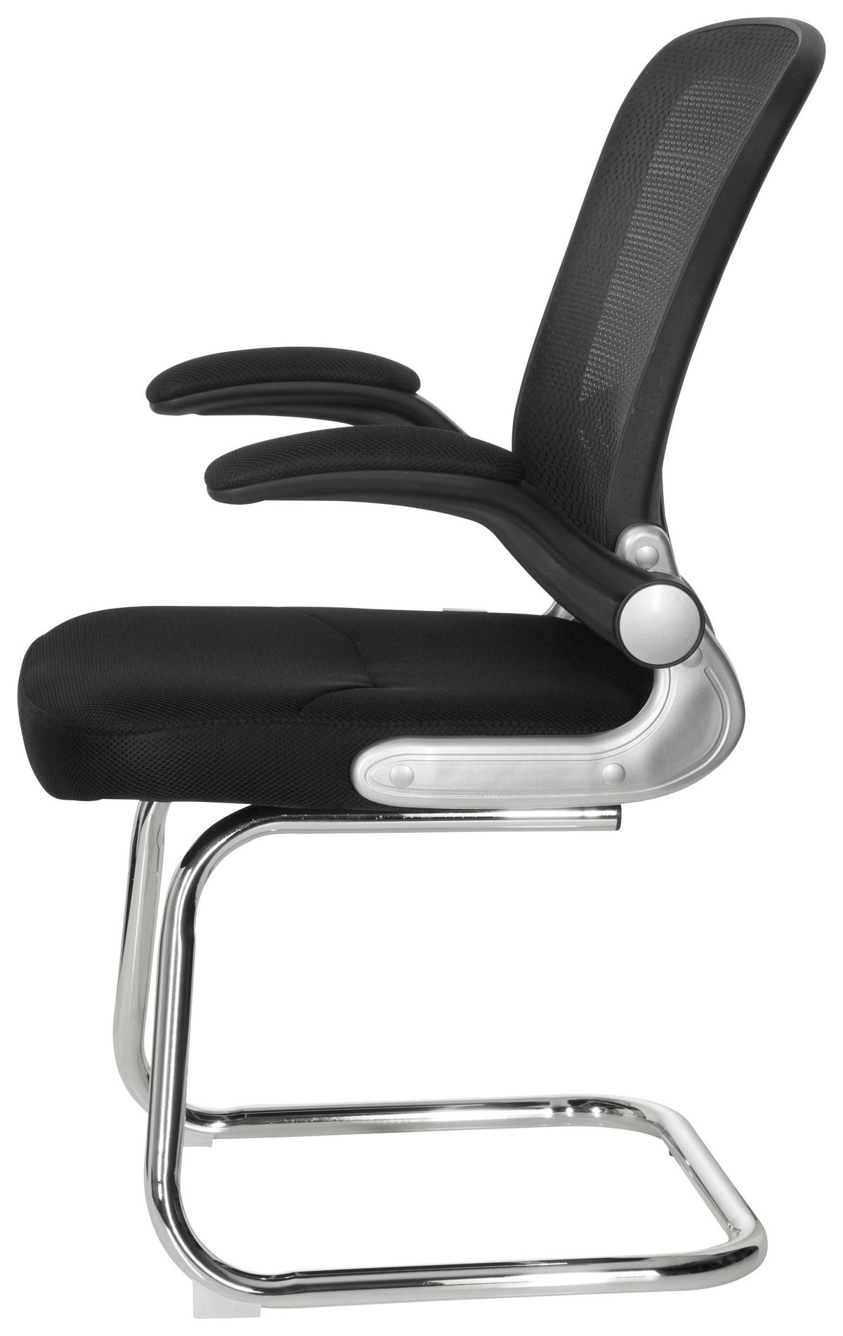 Besucherstuhl Flyer Pro V Schwarz - Chromfarben/Schwarz, MODERN, Textil/Metall (64/103/64cm) - MID.YOU