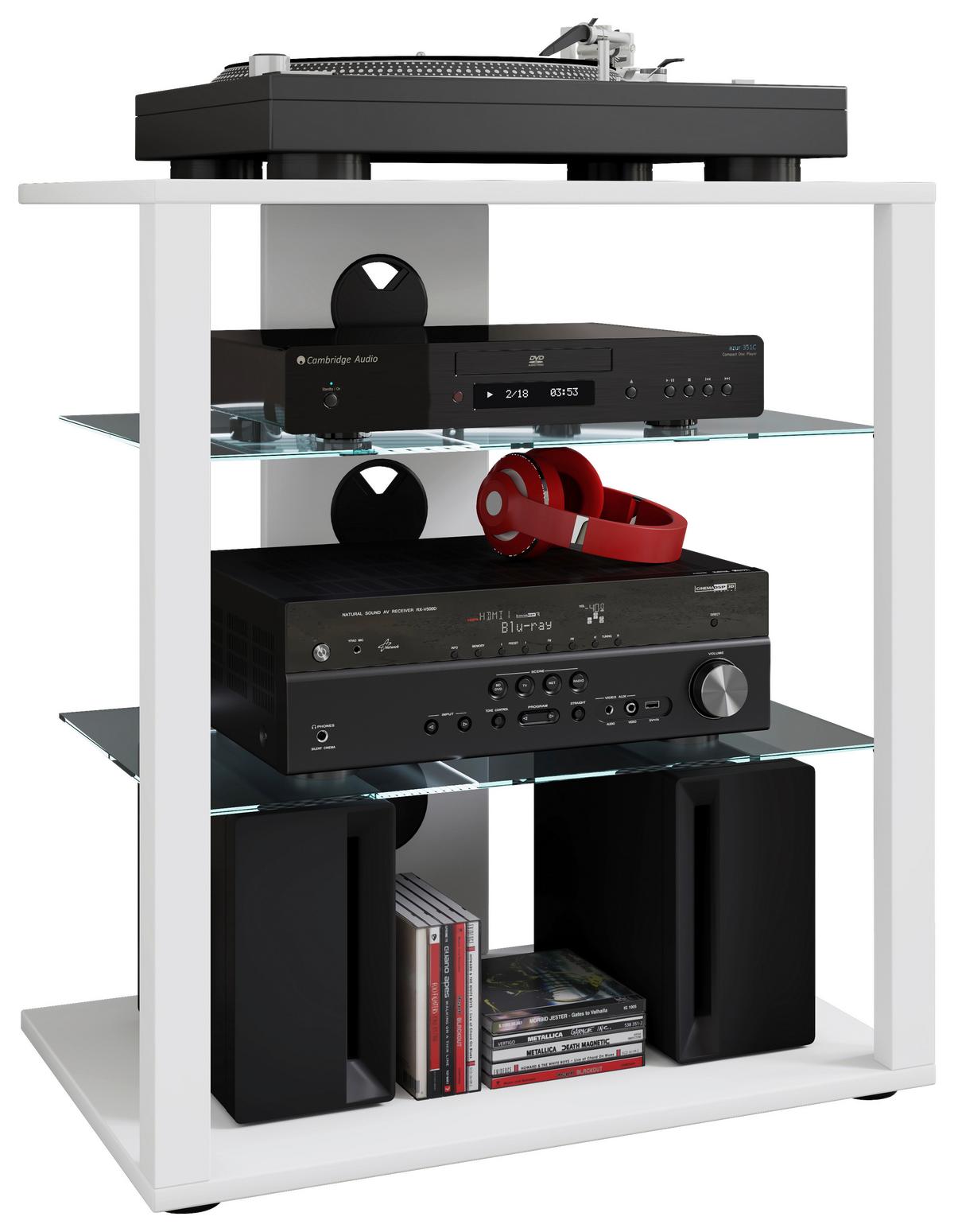 TV-Rack Folas B: 60 cm Weiß mit Kabeldurchlass - Schwarz/Weiß, Basics, Holzwerkstoff (60/70/41cm) - MID.YOU