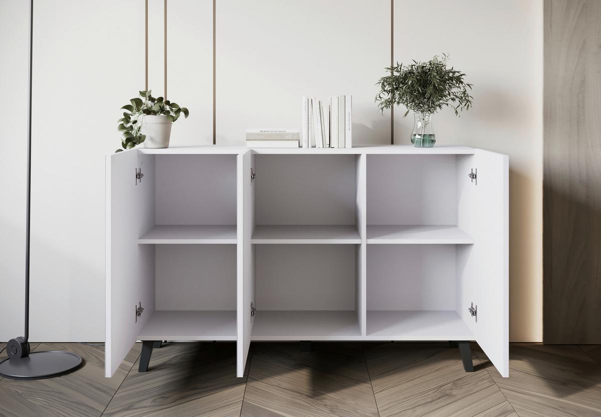 Široká komoda PHUKET š: 120 cm - čierna/biela, Design, kompozitné drevo/plast (120/78/39,1cm) - Livetastic