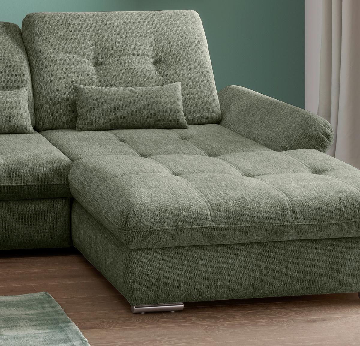 Wohnlandschaft Dalida Dunkelgrün U: 254x376x195 Cm - Chromfarben/Dunkelgrün, MODERN, Textil (254/376/195cm) - Livetastic