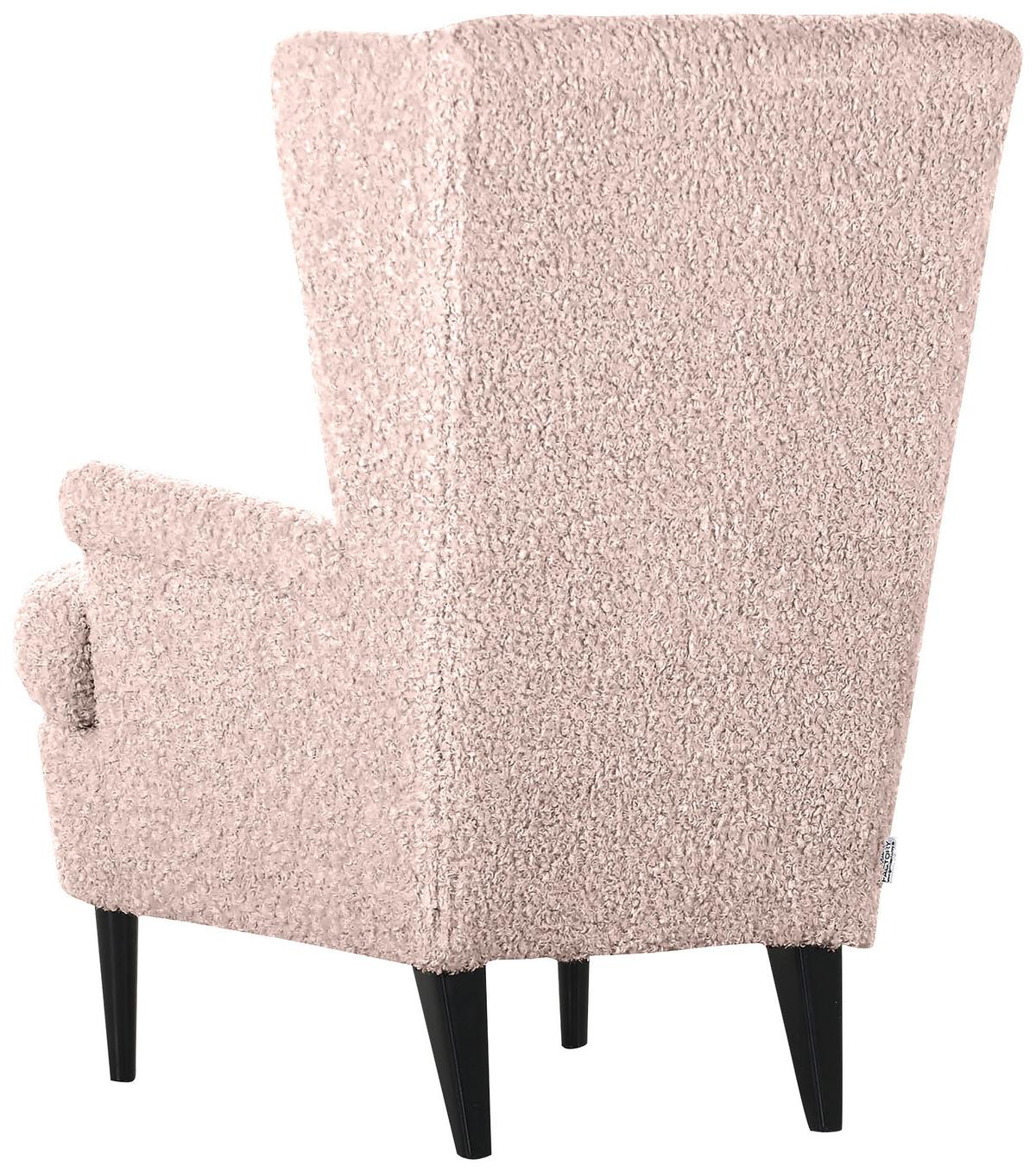 Ohrensessel Versailles, Rosa B: 72 cm - Dunkelbraun/Rosa, Design, Textil (72/104/85cm) - MID.YOU