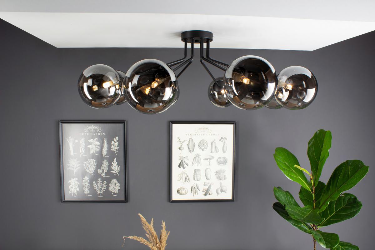 Deckenleuchte 9120-Pl8 Nero - Schwarz, Design, Glas/Metall (88/28cm)