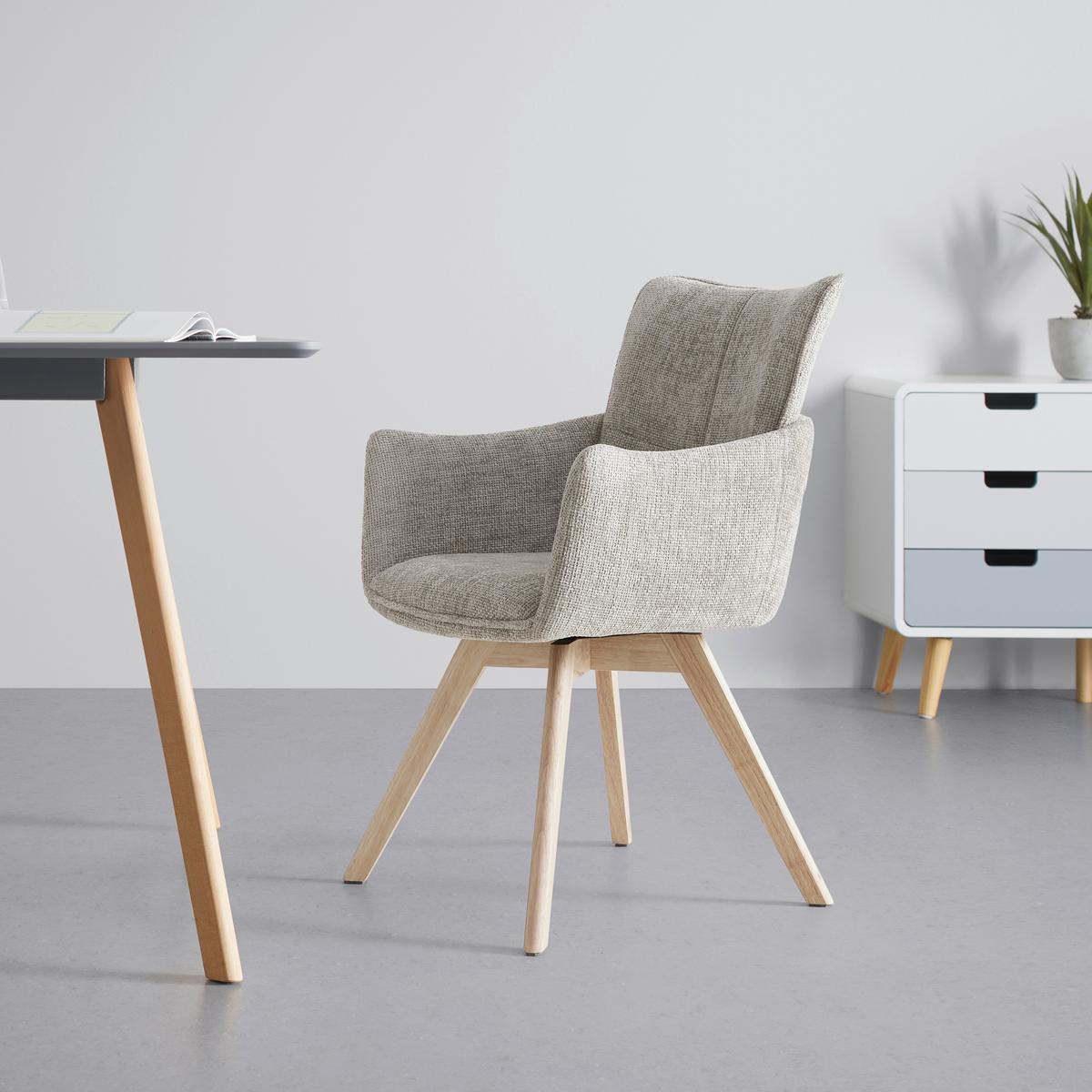 ŽIDLE S PODRUČKAMI TERESA - světle šedá/přírodní barvy, Moderní, kov/dřevo (60/92,5/61cm) - Bessagi Home