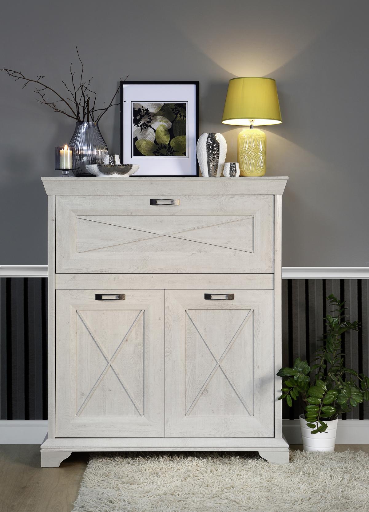 Highboard B: 123 Cm Kashmir Pinienfarben/weiß - Weiß/Pinienfarben, ROMANTIK / LANDHAUS, Holzwerkstoff/Kunststoff (123/143,3/48,2cm) - MID.YOU