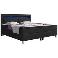 Boxspringbett Mit Topper 180x200 Cm Milano-F - Silberfarben/Schwarz, KONVENTIONELL, Leder/Textil (180/115/210cm) - MID.YOU