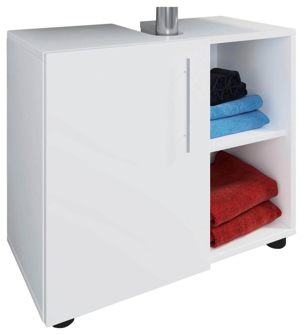 Waschbeckenunterschrank Flandu IIi B: 60,2 cm, Weiß - Schwarz/Weiß, MODERN, Holzwerkstoff (60,2/50,7/29,6cm) - MID.YOU