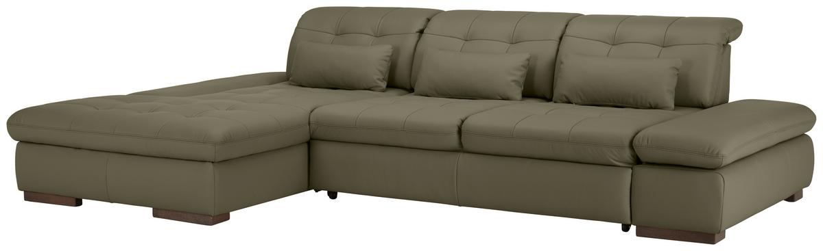 Rohová sedačka SANFINO, ľavá, sivá pravá koža - sivá/chrómová, Konventionell, kov/koža (199/79-96/305cm) - Premium Living