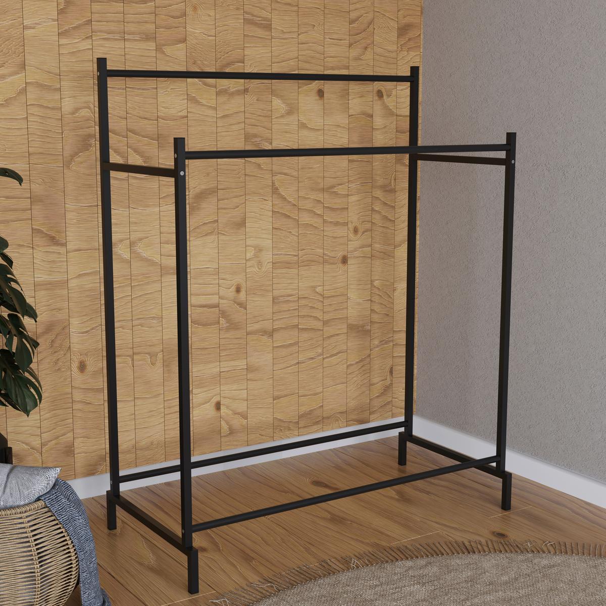 Kleiderständer Labol Schwarz B: 103 Cm - Schwarz, Design, Metall (103/136/52cm) - MID.YOU