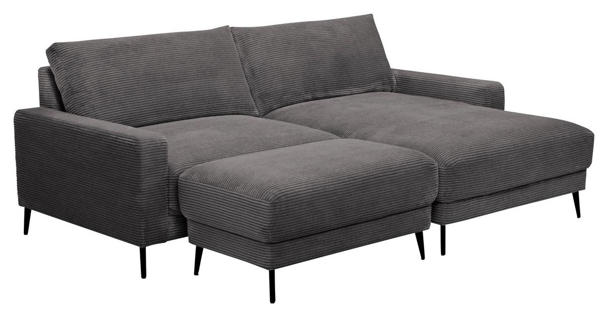 Univerzálna sedačka CORA, tmavosivý menčester - čierna/sivá, Modern, kov/drevo (223/86/161cm) - Mömax
