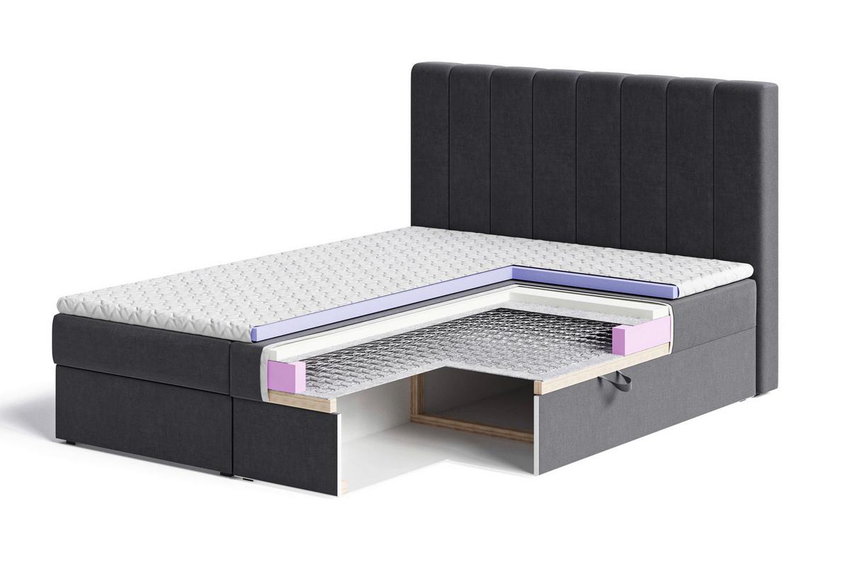 BOXBETT Lila Cappuccino 160x200cm - Schwarz/Cappuccino, MODERN, Holz/Kunststoff (160/200cm) - MID.YOU