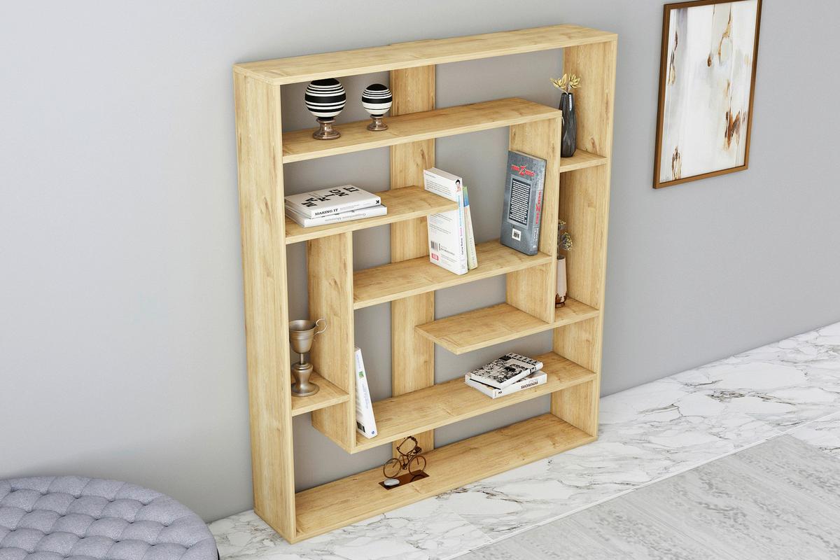 Regal Poseidon Standregal - Eichefarben, Design, Holzwerkstoff (114/132/22cm) - Livetastic
