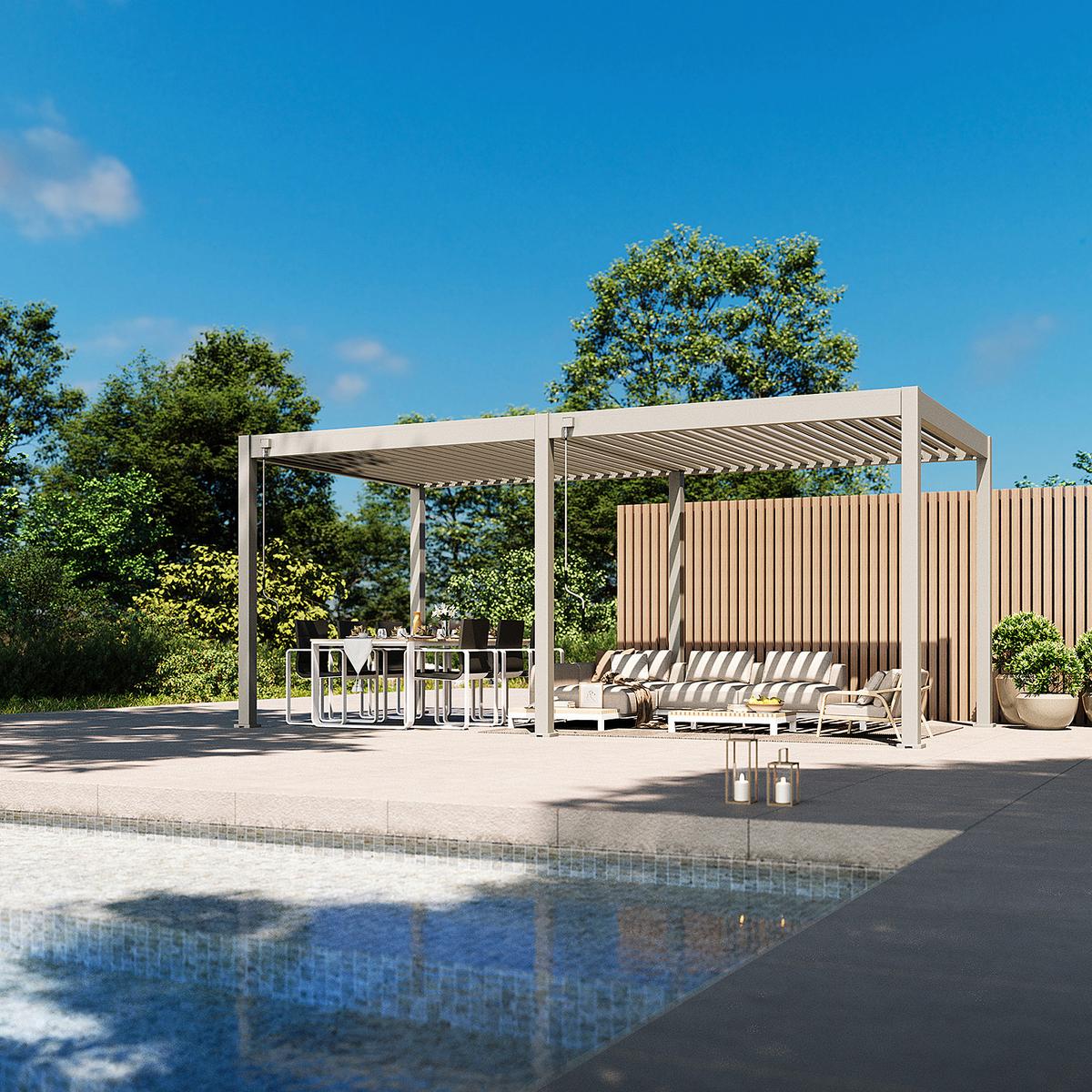 Pergola 300x600 Cm Wetterbeständig, Perlmutt - Perlmutt, Basics, Metall (300/600/255cm)