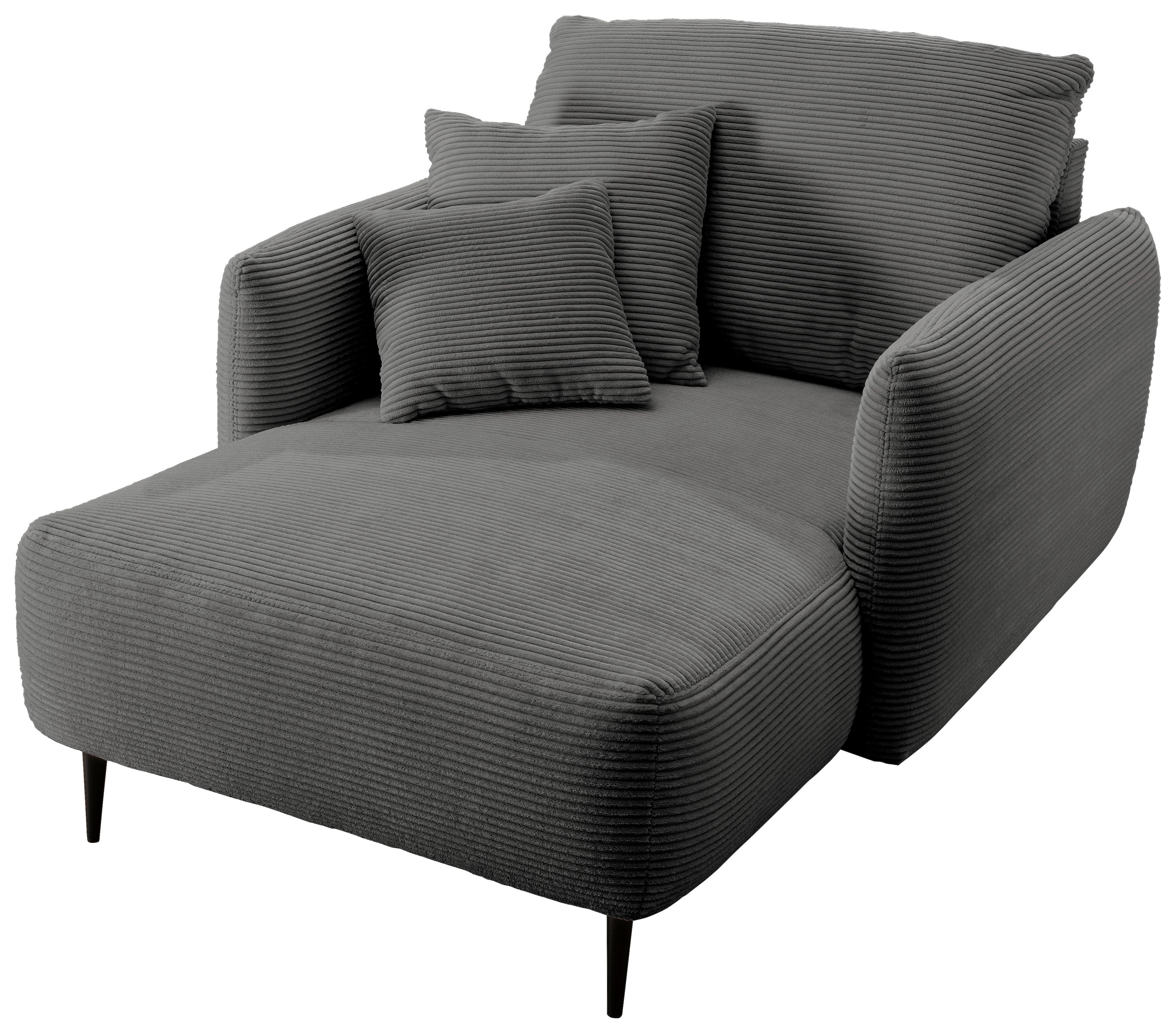 XXL-Sessel Vanilla, Grau B: 112 cm - Schwarz/Grau, Design, Textil (112/95/158cm) - Livetastic