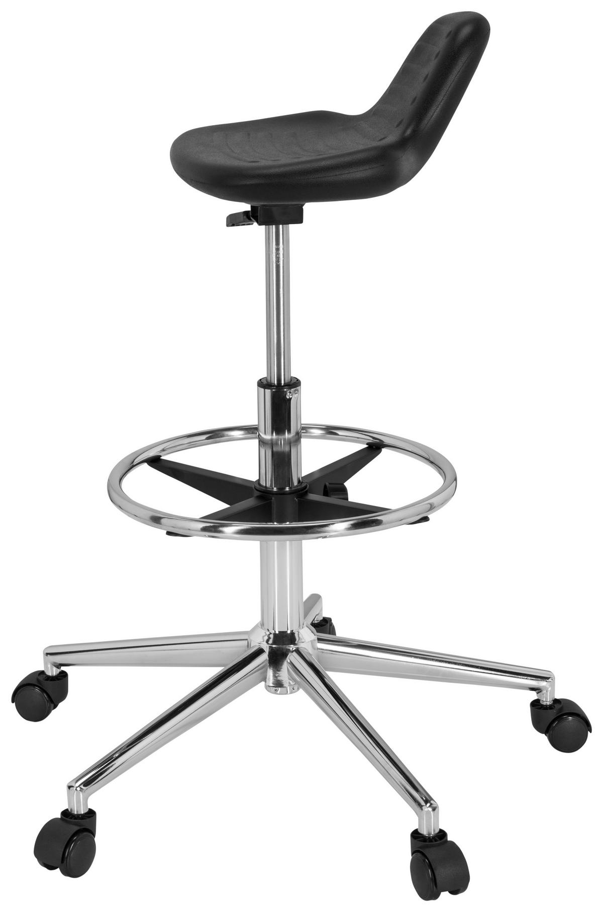 Bürohocker Top Work 03 Schwarz Bis 100 Kg - Silberfarben/Schwarz, Basics, Kunststoff/Metall (40/61/60cm) - MID.YOU