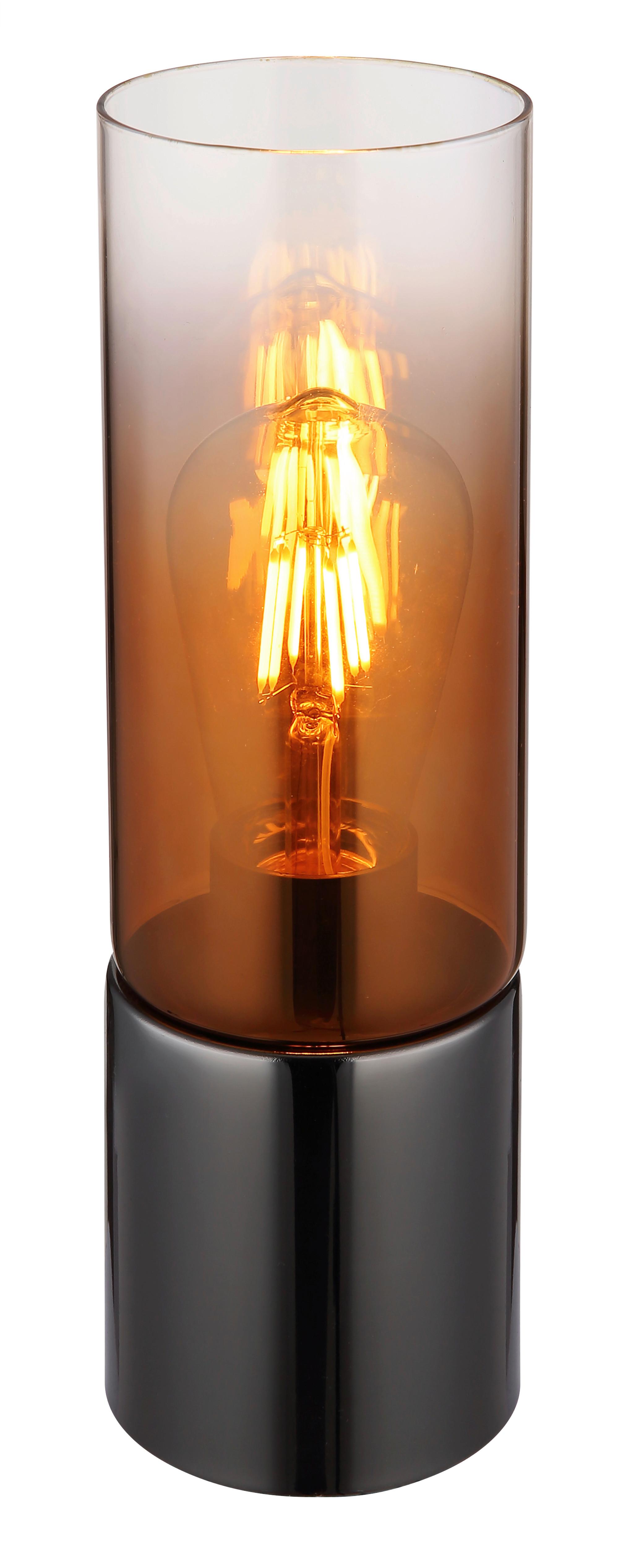 Tischleuchte 21000tg - Klar/Schwarzchrom, KONVENTIONELL, Glas/Textil (9/30cm) - Globo