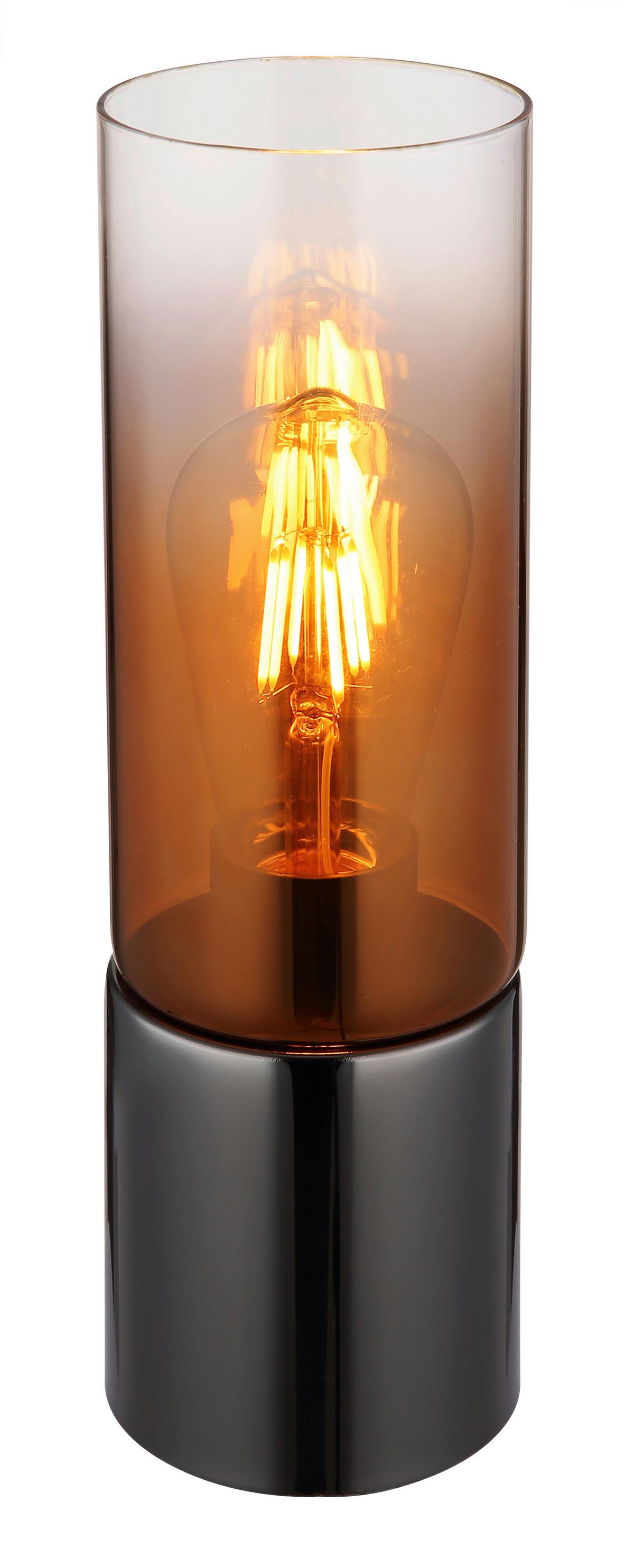 Tischleuchte 21000tg - Klar/Schwarzchrom, KONVENTIONELL, Glas/Textil (9/30cm) - Globo